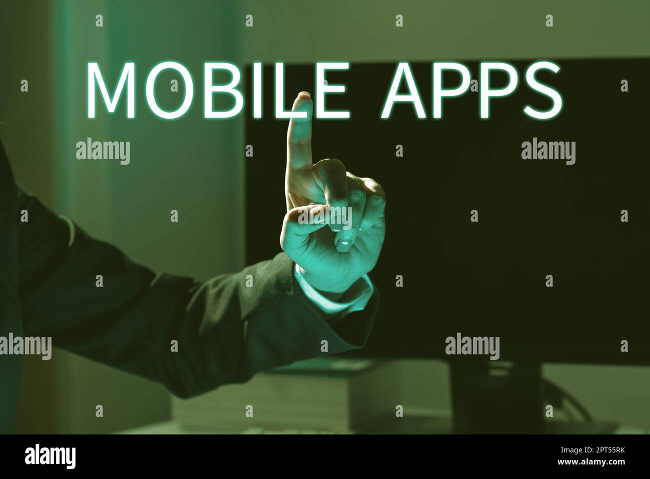 Textunterschrift Präsentation von mobilen Apps, Internetkonzept eine Softwareanwendung, die für Handheld-Geräte entwickelt wurde Stockfoto