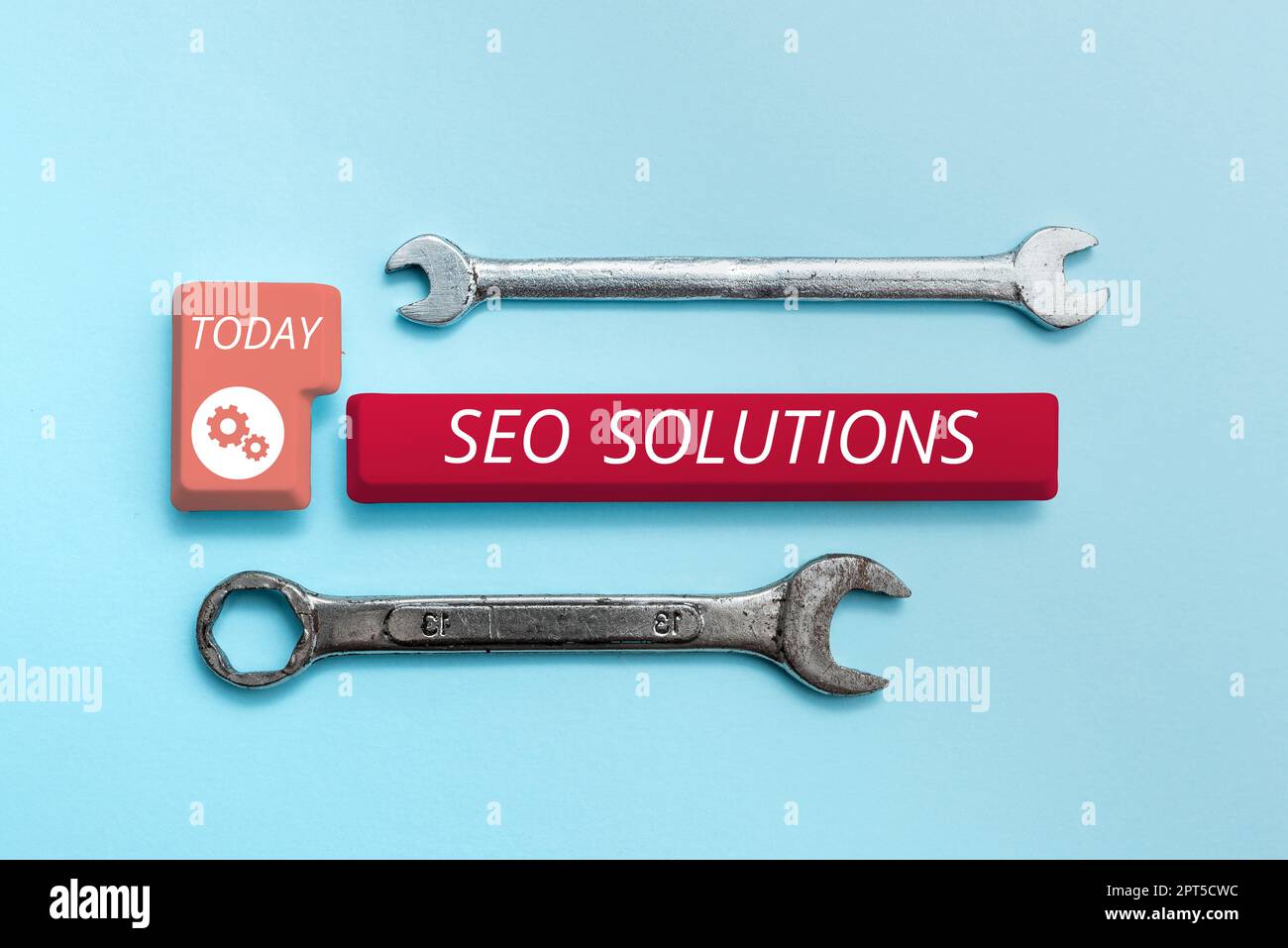 Handschriftenschild Seo Solutions, Geschäftskonzept Suchmaschine Ergebnis Seite Besucher durch Rankings erhöhen Stockfoto