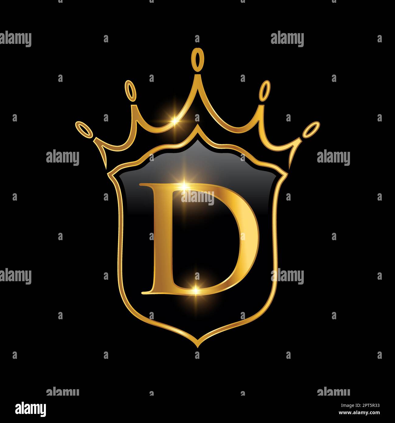 Anfängliches D-Monogramm-Alphabet mit einer Krone. Royal King Queen Luxussymbol Stock Vektor