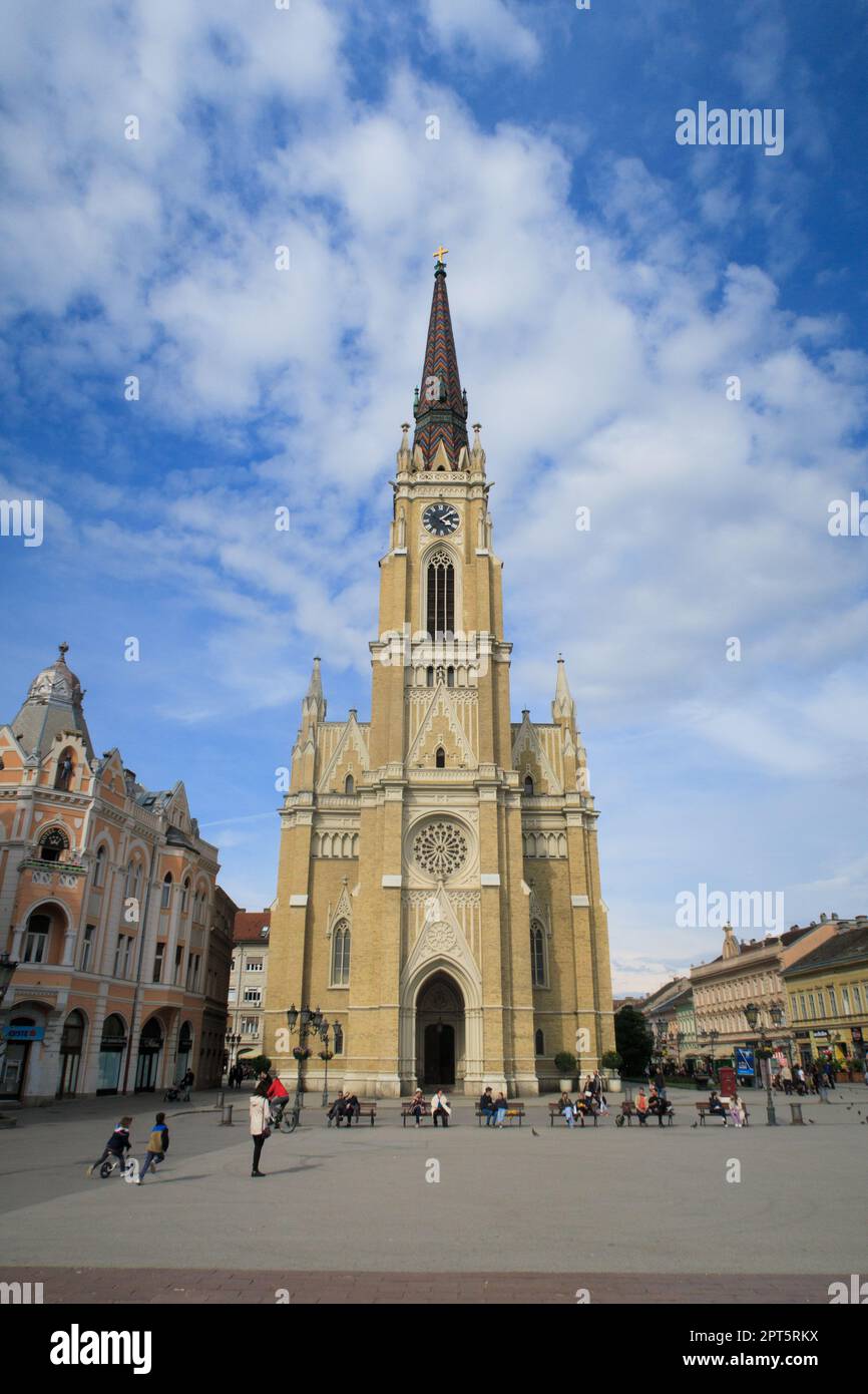 Name der Maria Kirche in Novi Sad Stockfoto