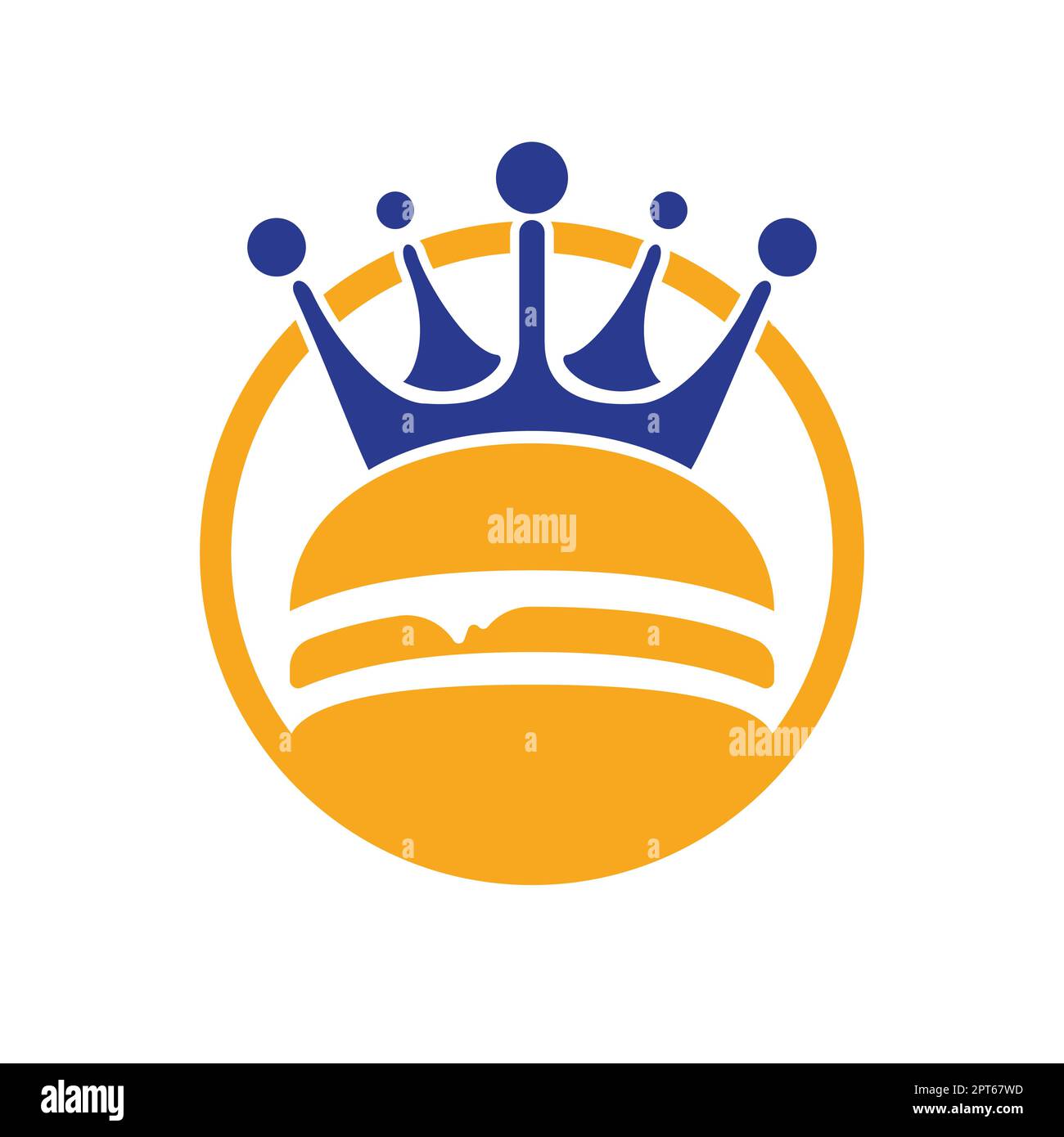 Burger King Vektor-Logo-Design. Burger mit Crown Icon-Logo. Stock Vektor