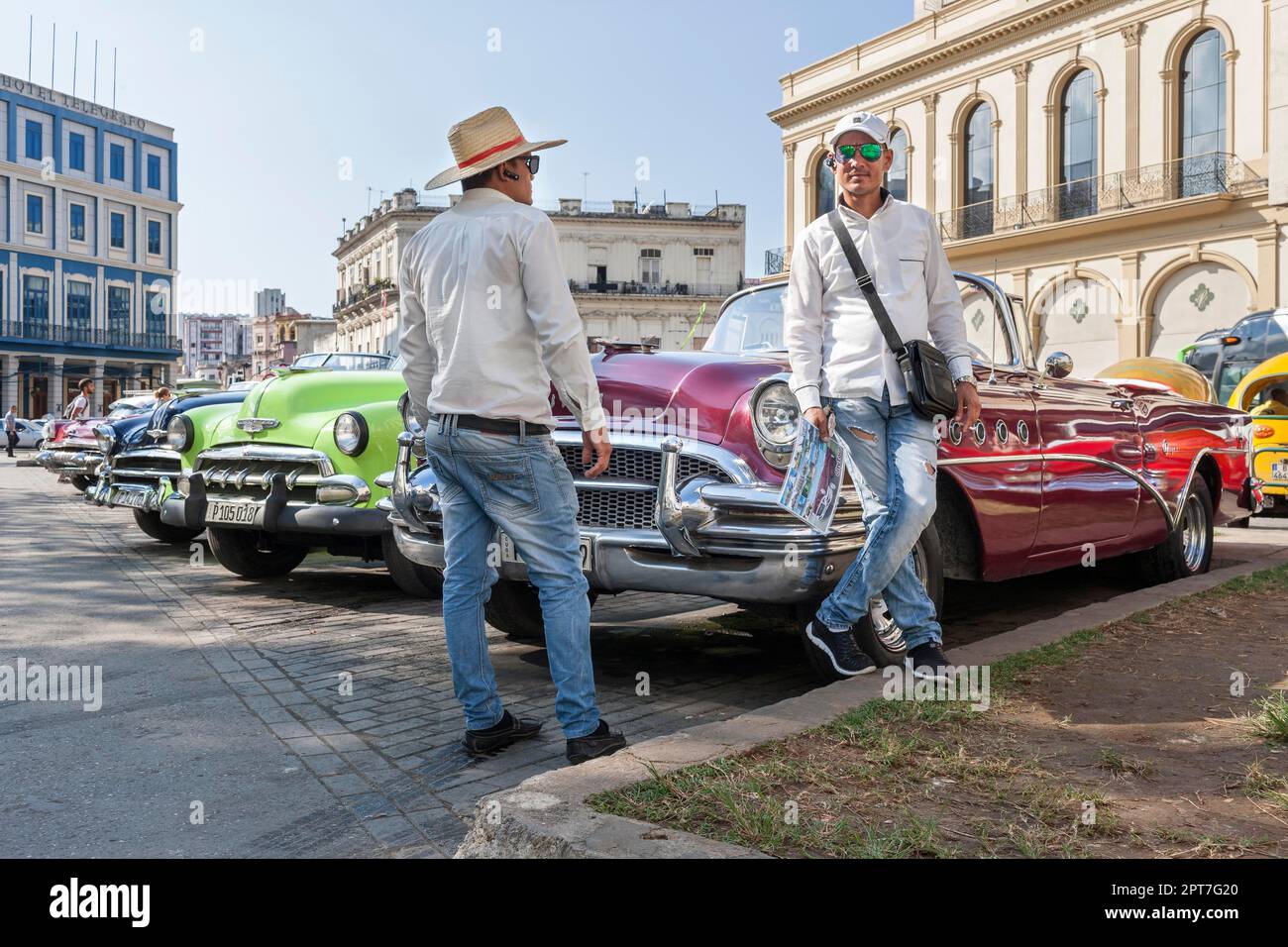 US-Oldtimer, Auto, Fahrer, Havanna, Kuba Stockfoto