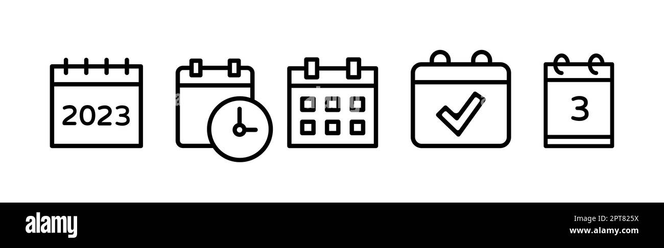 Set Sammlung von Kalendersymbolen, Kalendersymbole gesetzt, Zeit-Management-Termin - Vektor-Illustration Stockfoto