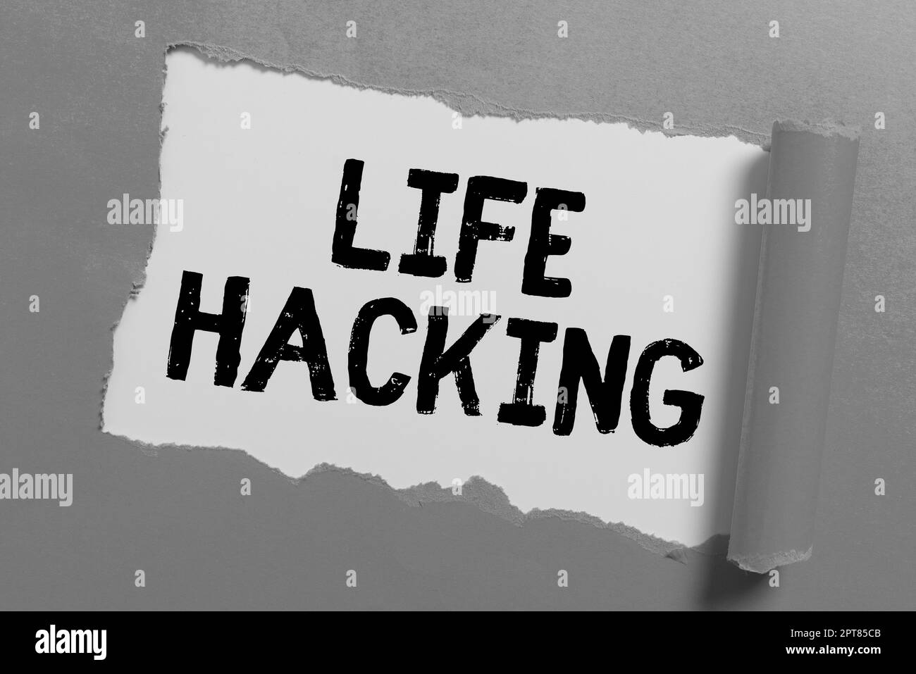 Konzeptuelle Darstellung Life Hacking, Internet-Konzept Einfache und clevere Techniken, um Aufgabe einfach zu erledigen Stockfoto