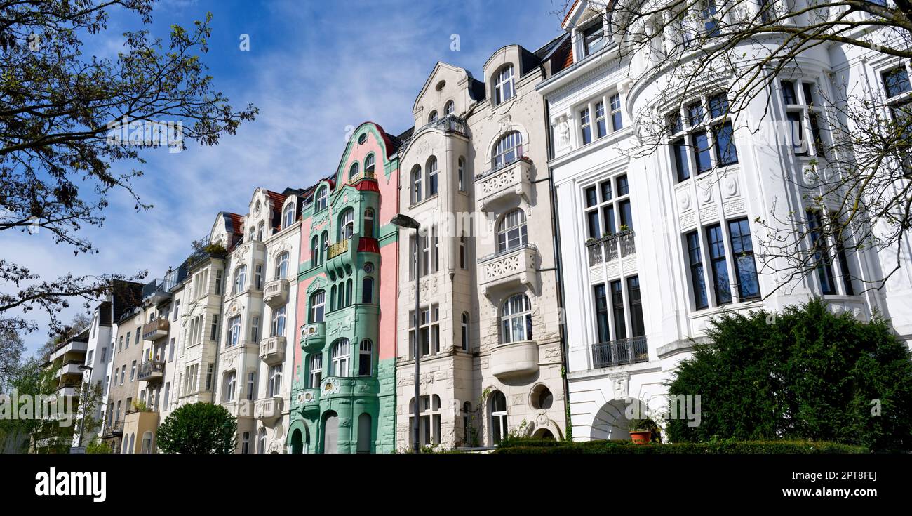 Fassaden schöner Jugendstilhäuser in kölns südstadt Stockfoto