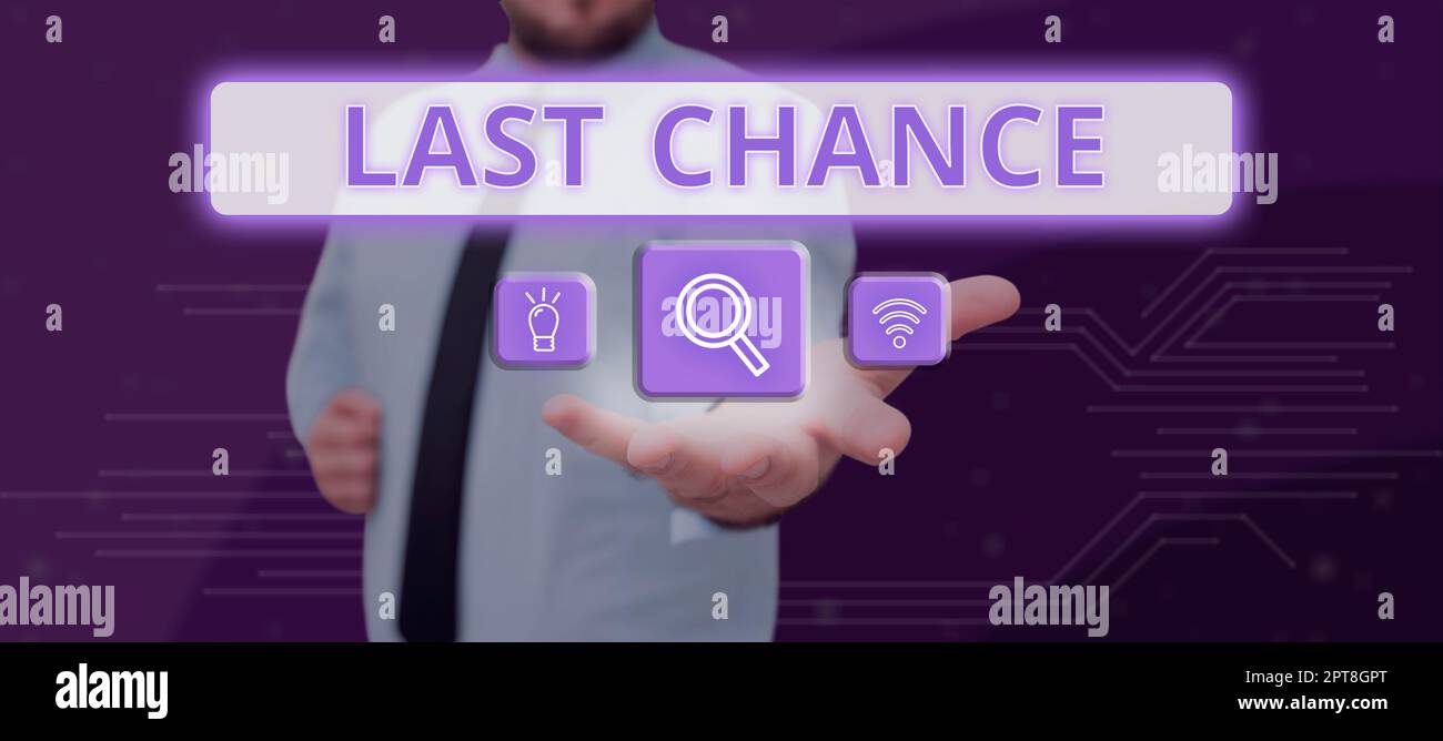 Hand schreiben Zeichen Letzte Chance, Wort für eine letzte Gelegenheit