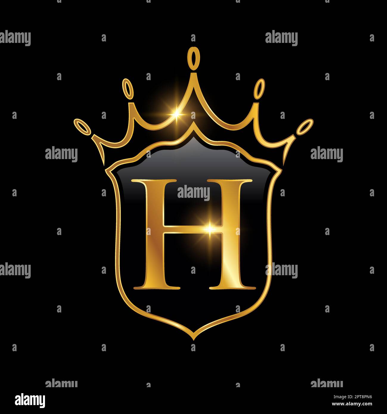Erstes H-Monogramm-Alphabet mit einer Krone. Royal King Queen Luxussymbol Stock Vektor