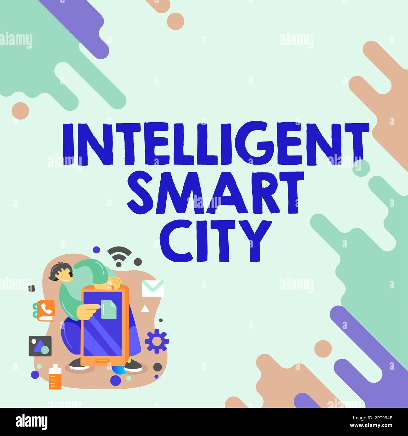 Handgeschriebenes Schild Intelligent Smart City, Business Approach Urban Intelligent Building Automation System Business Stockfoto