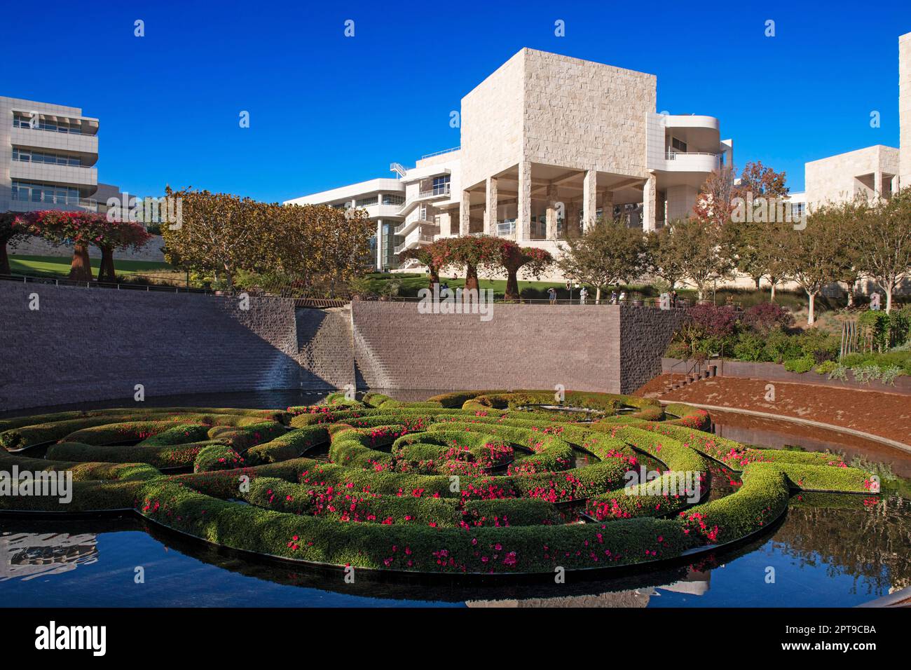 Park mit Brunnen, Getty Center, J. Paul Getty Museum, Brentwood, Los Angeles, Kalifornien, USA Stockfoto