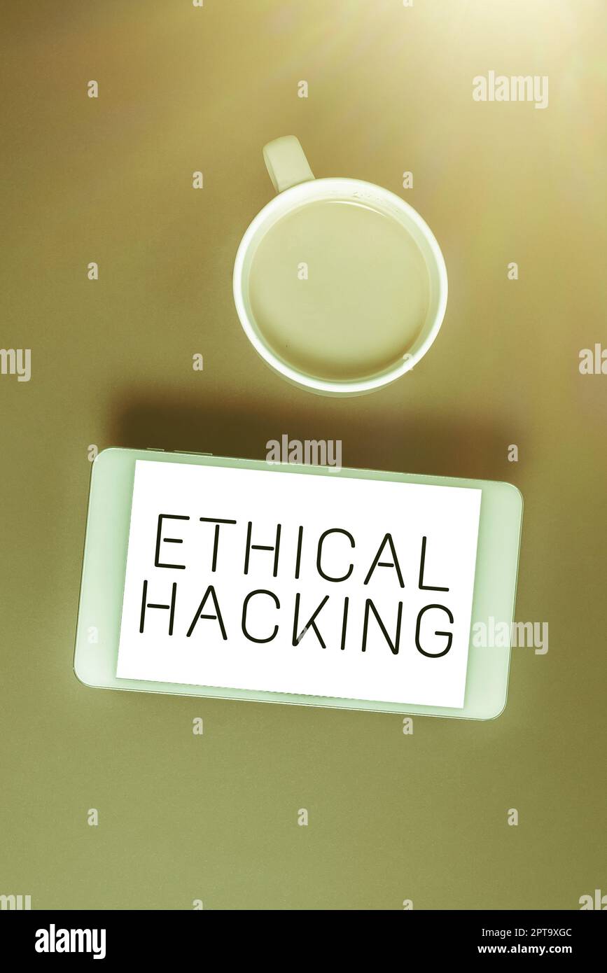 Handschriftlicher Text Ethical Hacking, Business Approach ein legaler Versuch, ein Netzwerk für Penetrationstests zu knacken Stockfoto
