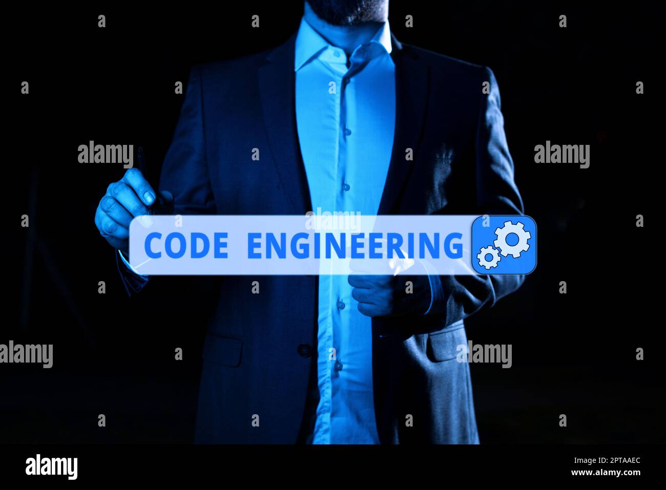 Inspiration zeigt Zeichen Code Engineering, Wort für signifikante Ideen, die vollständig oder teilweise unterdrückt Geschäftsmann zeigen wichtige Informati Stockfoto