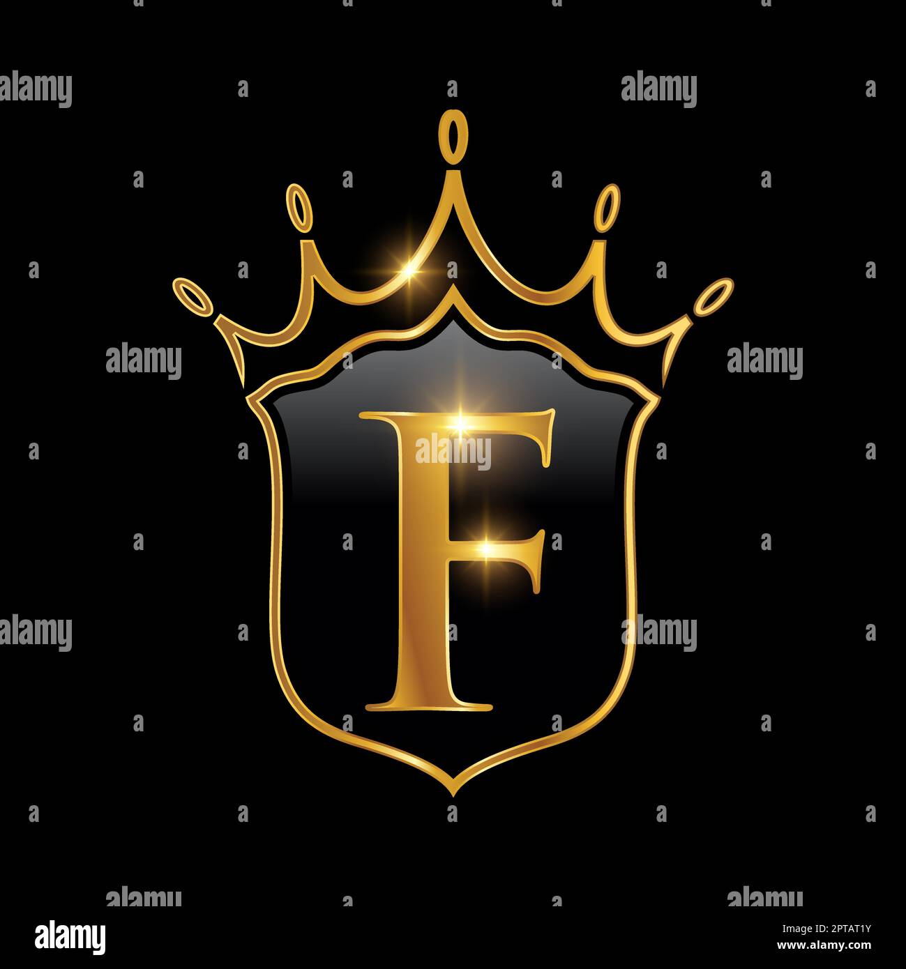 Erstes F-Monogramm-Alphabet mit einer Krone. Royal King Queen Luxussymbol Stock Vektor