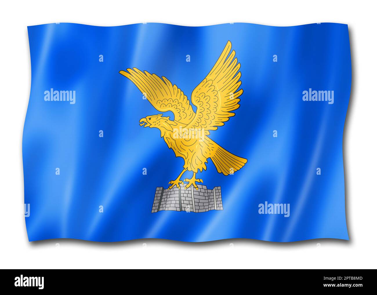 Flagge der Region Friaul-Julisch Venetien, Kollektion mit schwenkenden Bannern aus Italien. 3D Abbildung Stockfoto