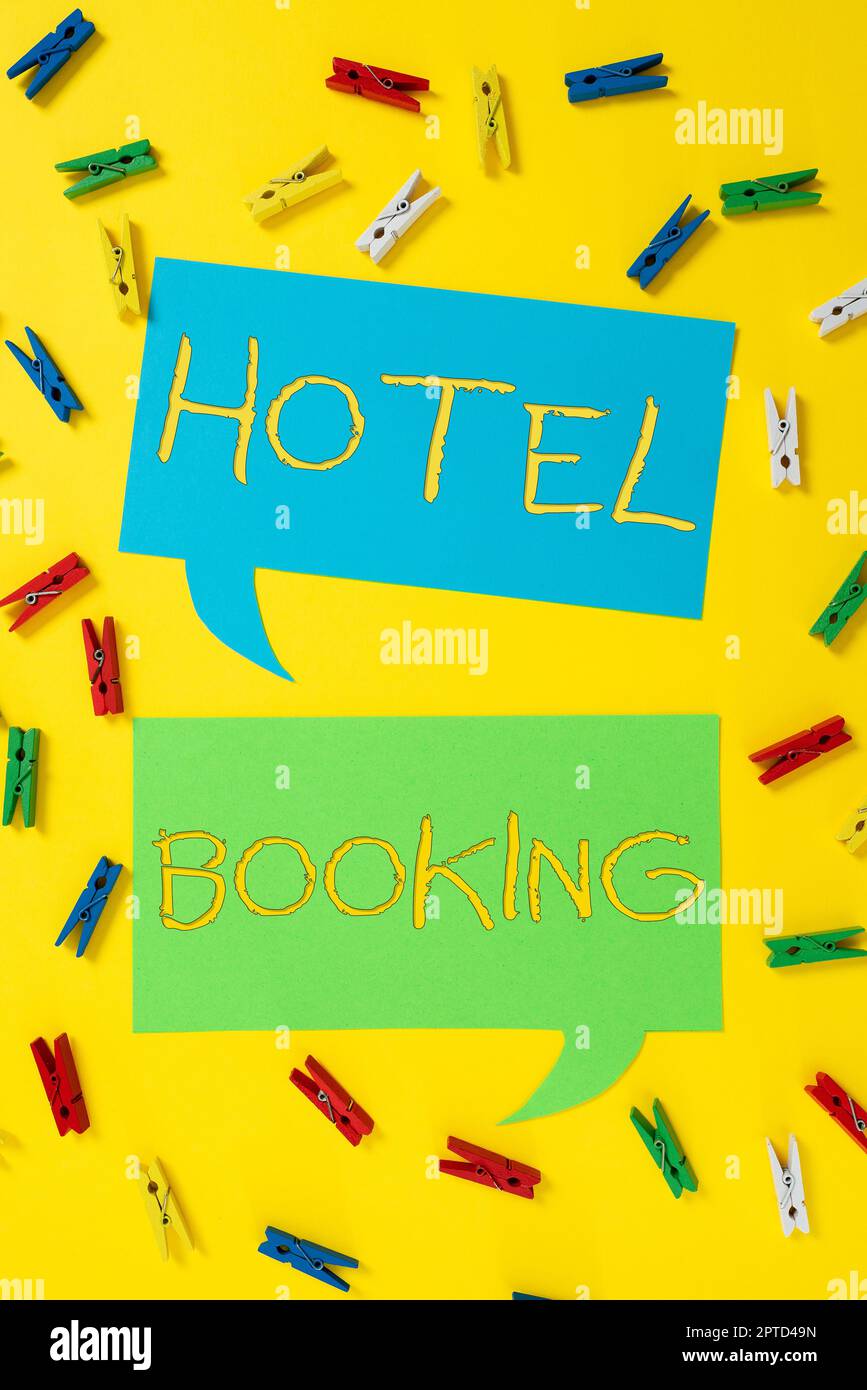 Konzeptionelle Darstellung Hotelbuchung, Internet Konzept Online Reservierungen Presidential Suite De Luxe Hospitality Stockfoto