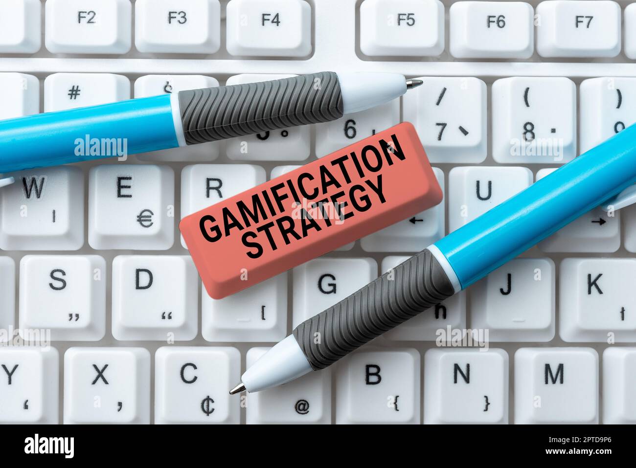 Schild mit Gamification Strategy, Word for Use Belohnungen für Motivation Integriere Spielmechanik Stockfoto