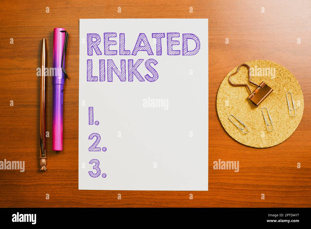 Sign Display Related Links, Business Idea Website in einer Webseite Querverweise Hotlinks Hyperlinks Stockfoto