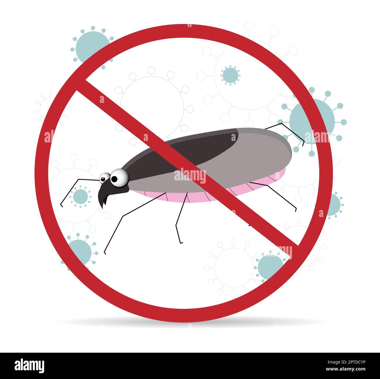 Warnschild für Milbenparasiten. Blutsaugen. Das Häkchen ist rot. Allergie Ankreuzen. Epidemie. Arachnid, akarologie, Akariasis, Tick-Borne Enzephalitis Lyme diseas Stockfoto