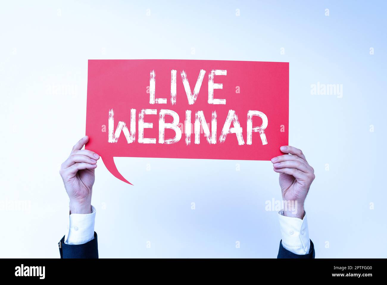 Handschriftliche Texte Live-Webinar, Business Showcase Interaktives Seminar, das in Echtzeit über das Internet übertragen wird Stockfoto