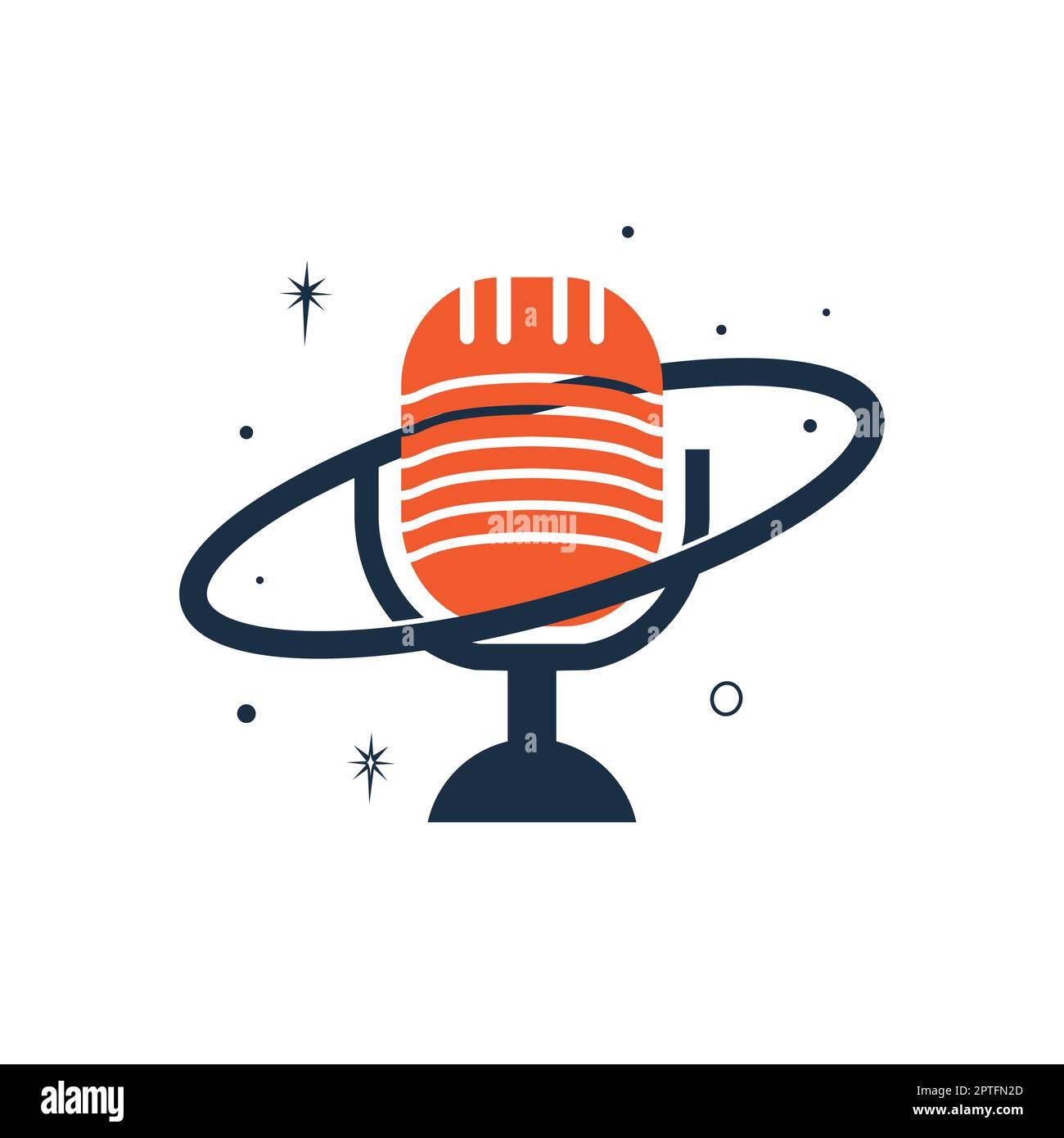 Podcast Planet Vector Logo Design. Logo für kreative Space-Podcasts. Stock Vektor