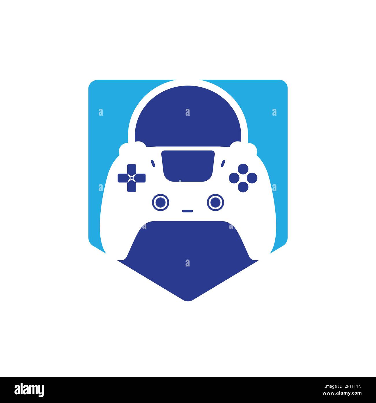 Vektorlogo für den Game Shop. Design. Einkaufstasche Kombination Joystick Symbol Vektordesign. Stock Vektor