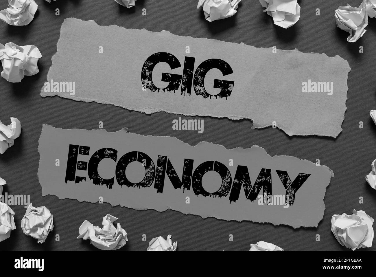 Textzeichen mit Gig Economy, Konzeptfoto ein Marktsystem, das sich durch kurzfristige Jobs und Verträge unterscheidet Stockfoto
