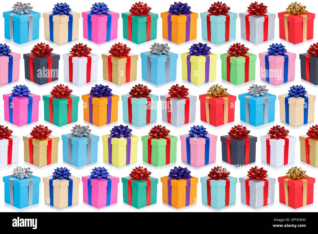 Weihnachten Geschenke Kollektion Hintergrund Geschenke Geburtstagsgeschenk Geschenk isoliert auf einem weißen Hintergrund Stockfoto