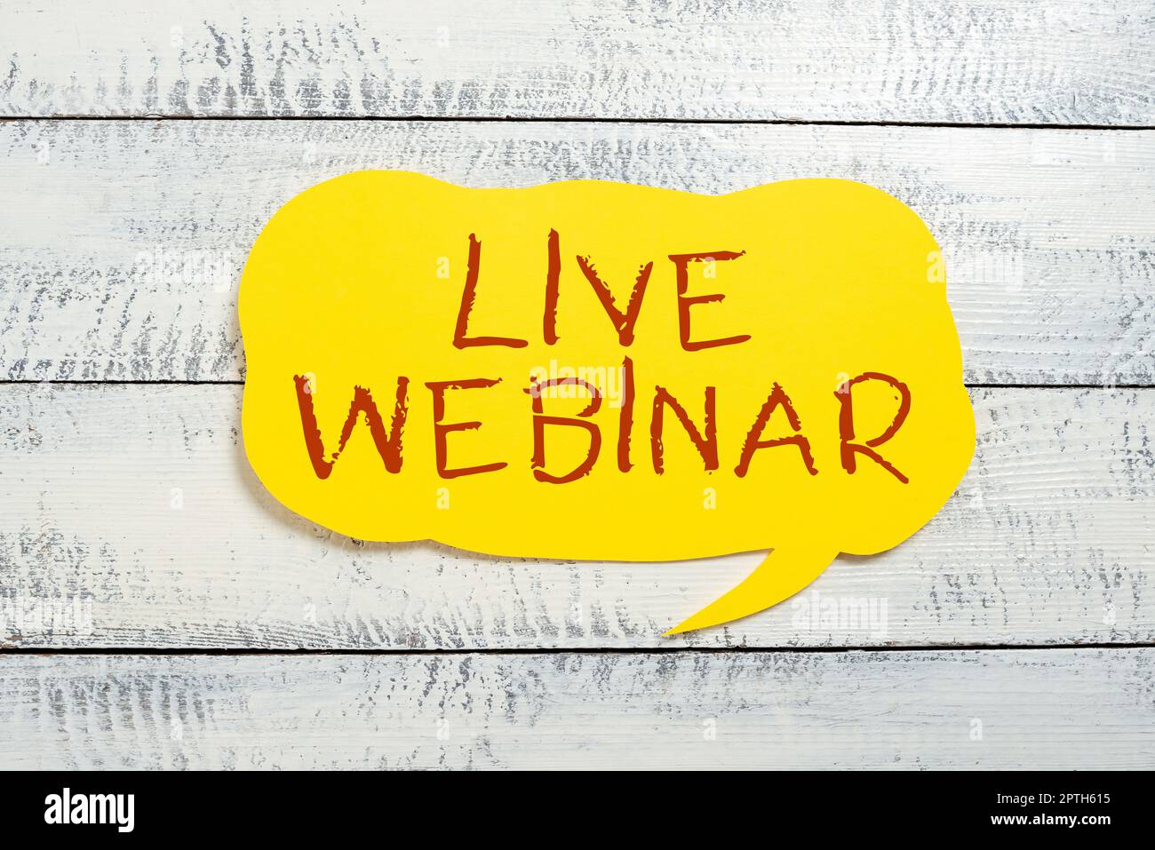 Sign Display Live Webinar, Internet Concept Interaktives Seminar, übertragen über das Internet in Echtzeit Stockfoto