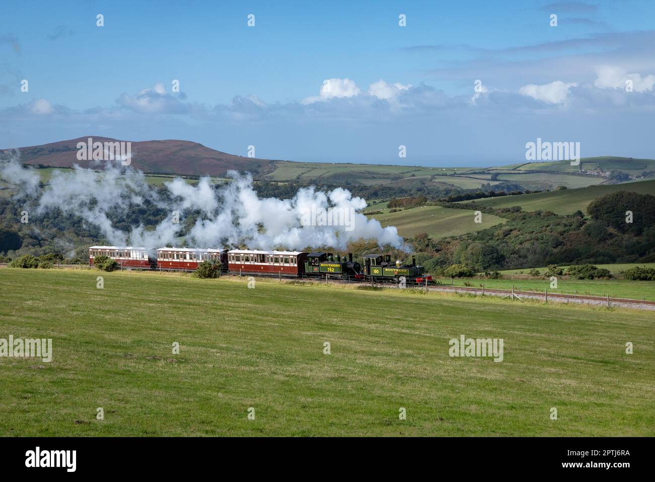 Dampflokomotiven Lyd und Lyn auf der Lynton & Barnstaple Railway Stockfoto