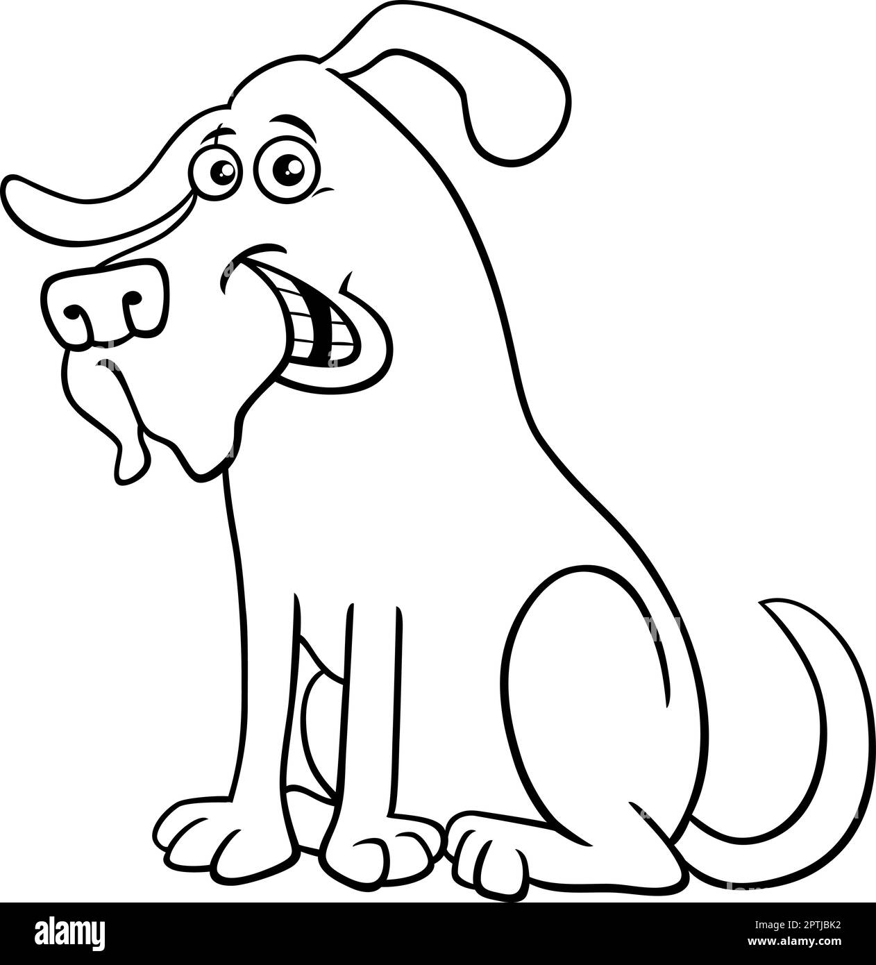 Cartoon Shaggy Dog Comic Tierfigur Malseite Stock Vektor