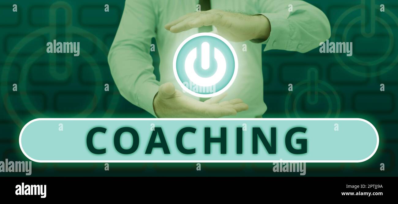 Schild mit Coaching, Konzept, das bedeutet, dass eine Person das ...