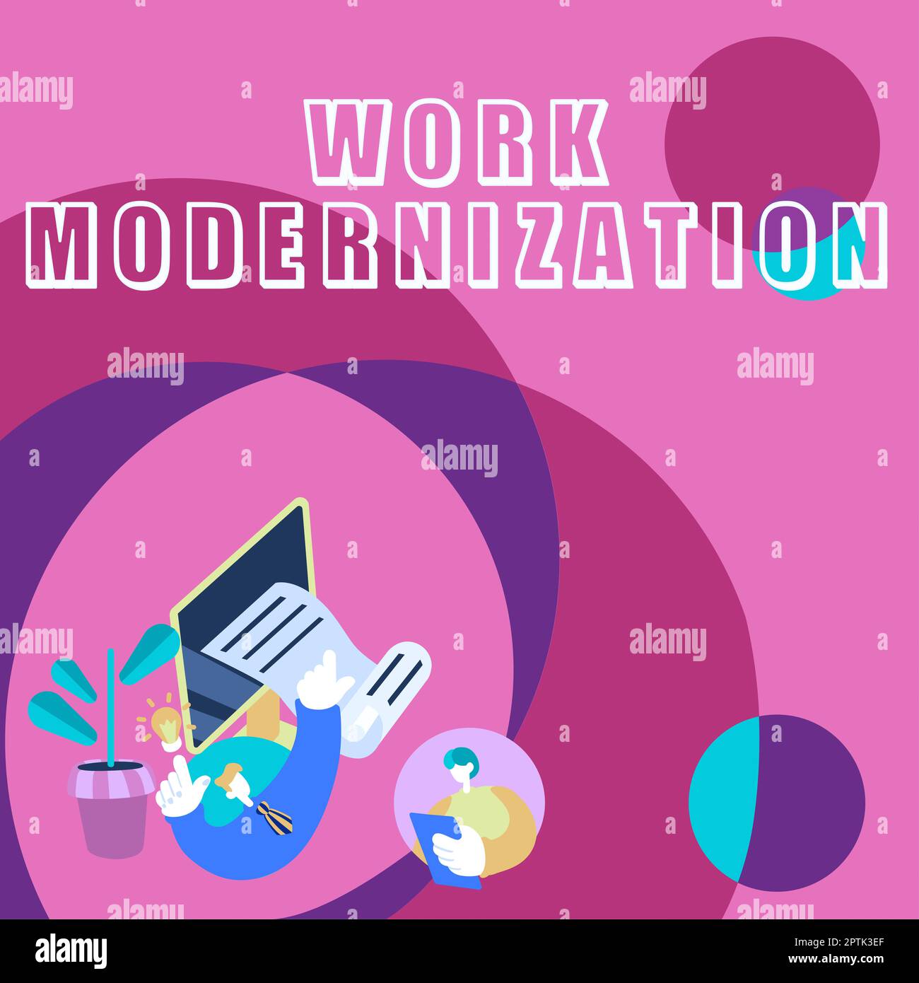 Schild mit Arbeitsmodernisierung, konzeptueller, fotoverändernder Produktservice und -Prozess, um neue Funktionen und Fähigkeiten einzubeziehen Stockfoto