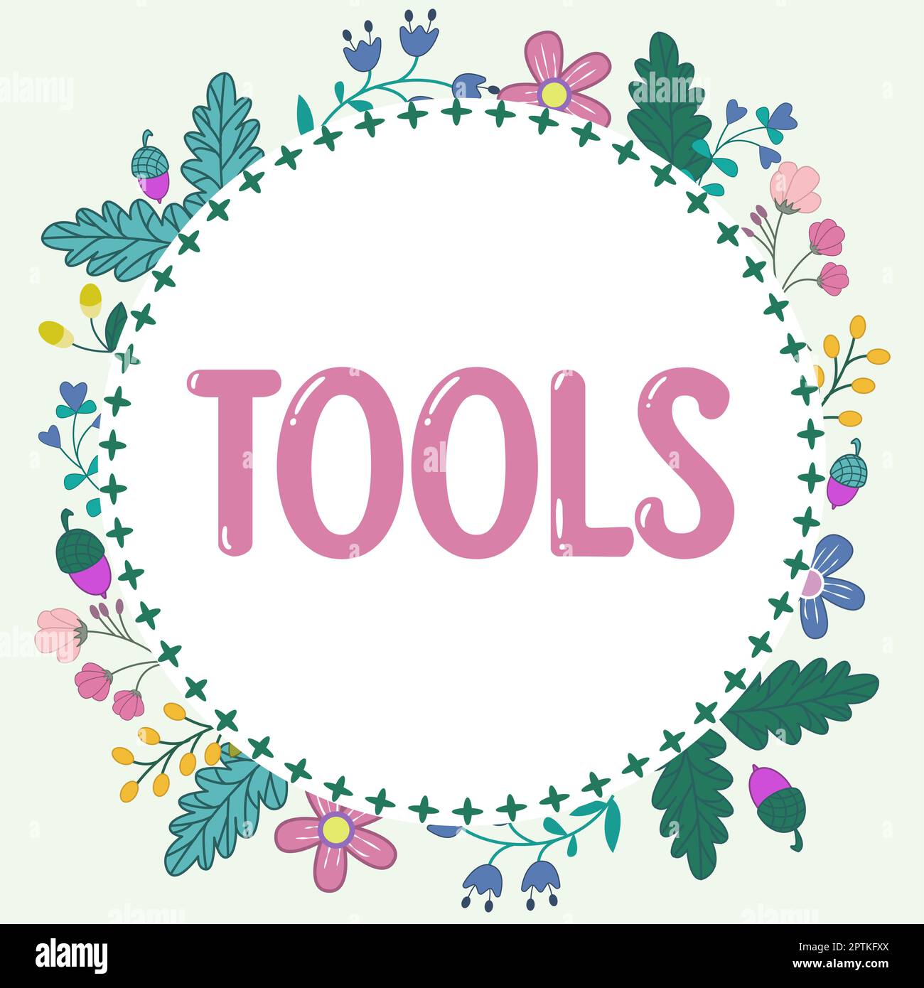 Textunterschrift Presenting Tools, Word für Gerät implementieren wie gehalten und verwendet bestimmte Funktion ausführen Stockfoto