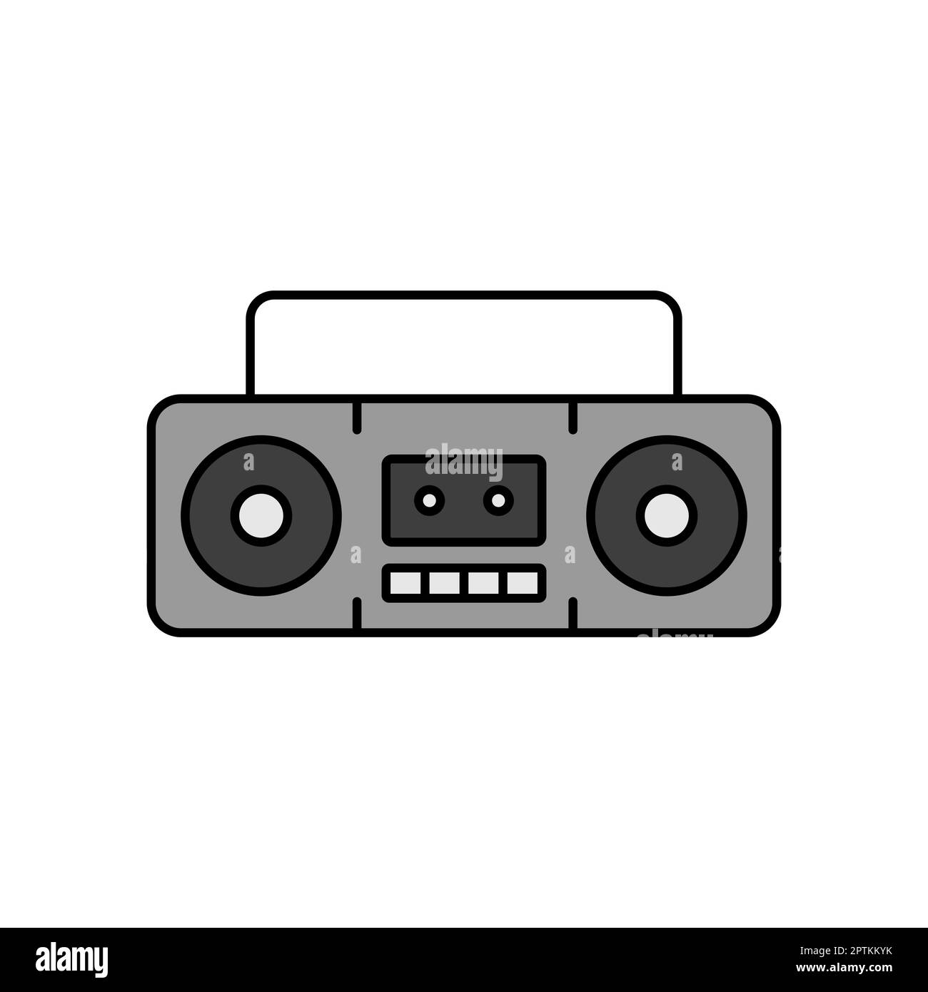 Boombox Stereo-Recorder im Retro-Design des Farbvektors der 80er Jahre. Grafiksymbol für Musik- und Sounddesign von Websites und Apps Stockfoto