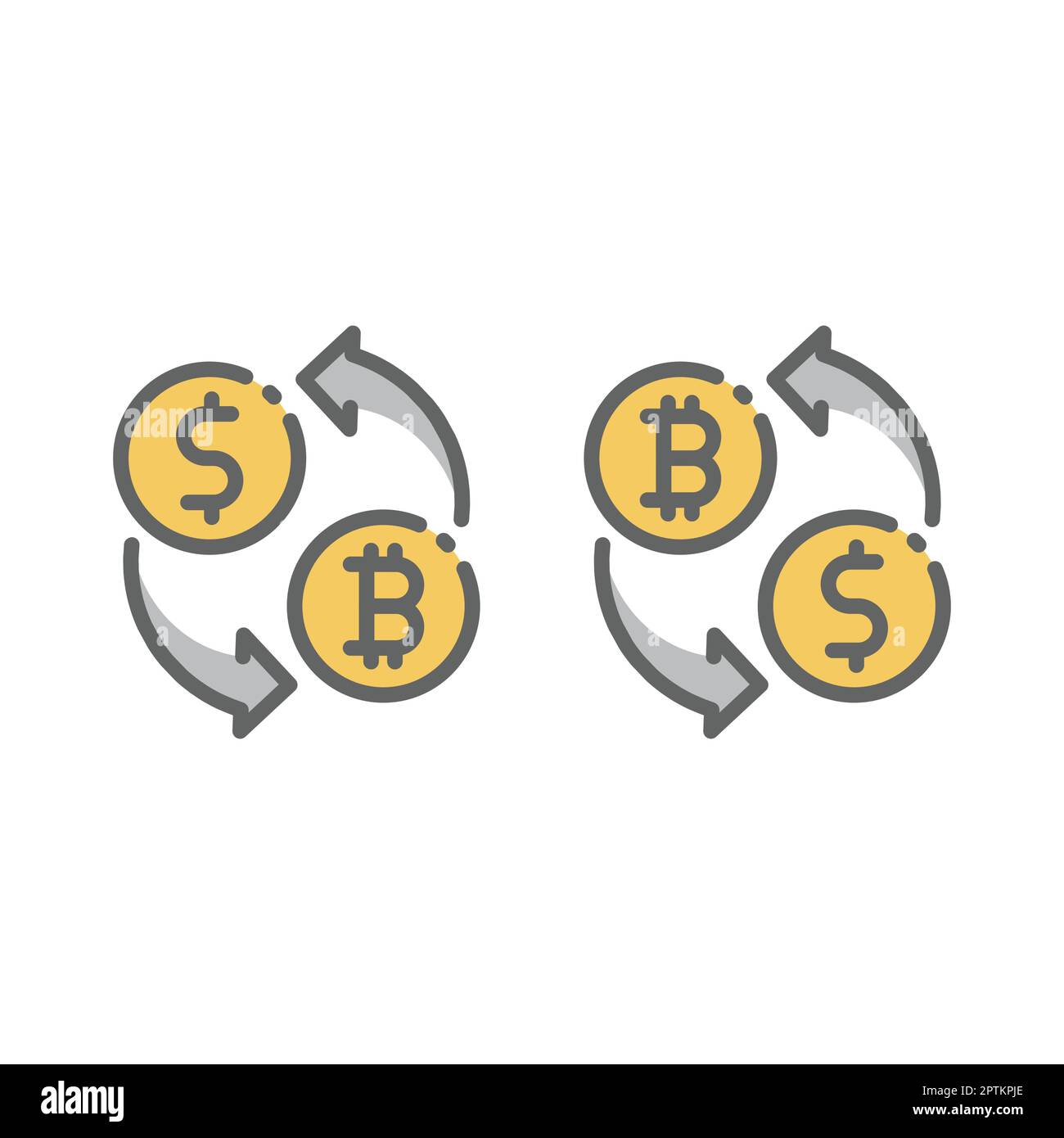 Vektorsymbol für die Umrechnung von Dollar in Bitcoin Stock Vektor