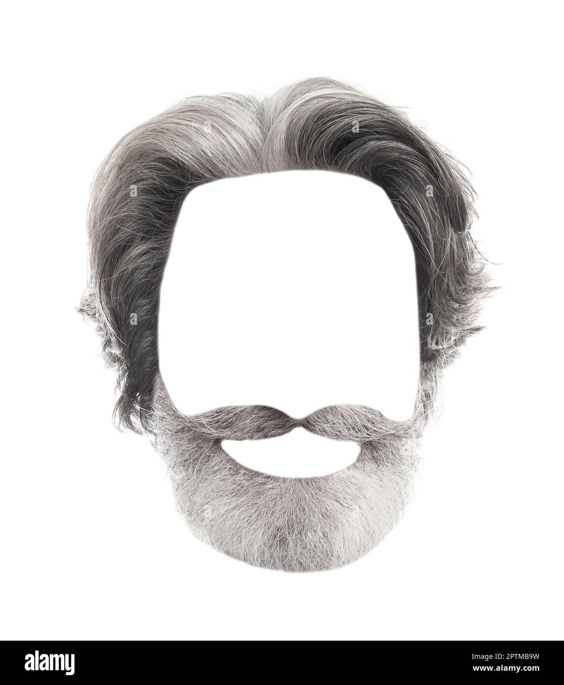 Modische Herrenfrisur und Bart isoliert auf Weiß. Bild für Design Stockfoto