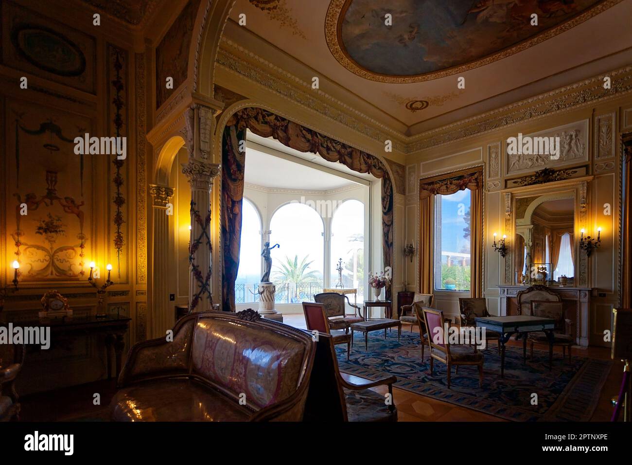 Innenansicht der Villa Jardins Ephrussi de Rothschild, französische Riviera, Frankreich Stockfoto