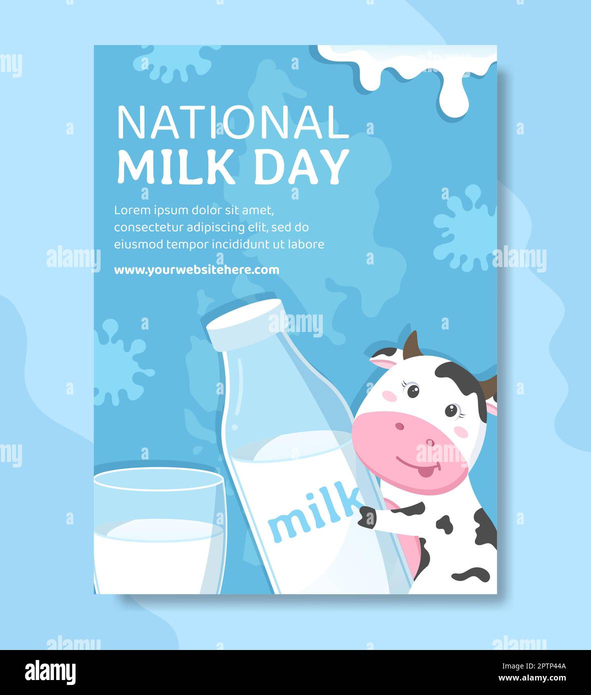 National Milk Day Poster Flache Cartoon Handgezeichnete Vorlagen Illustration Stockfoto