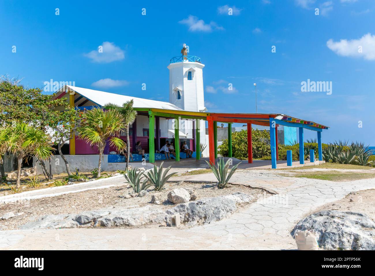 Leuchtturm in Punta Sur, Isla Mujeres, Karibische Küste, Cancun, Quintana Roo, Mexiko Stockfoto