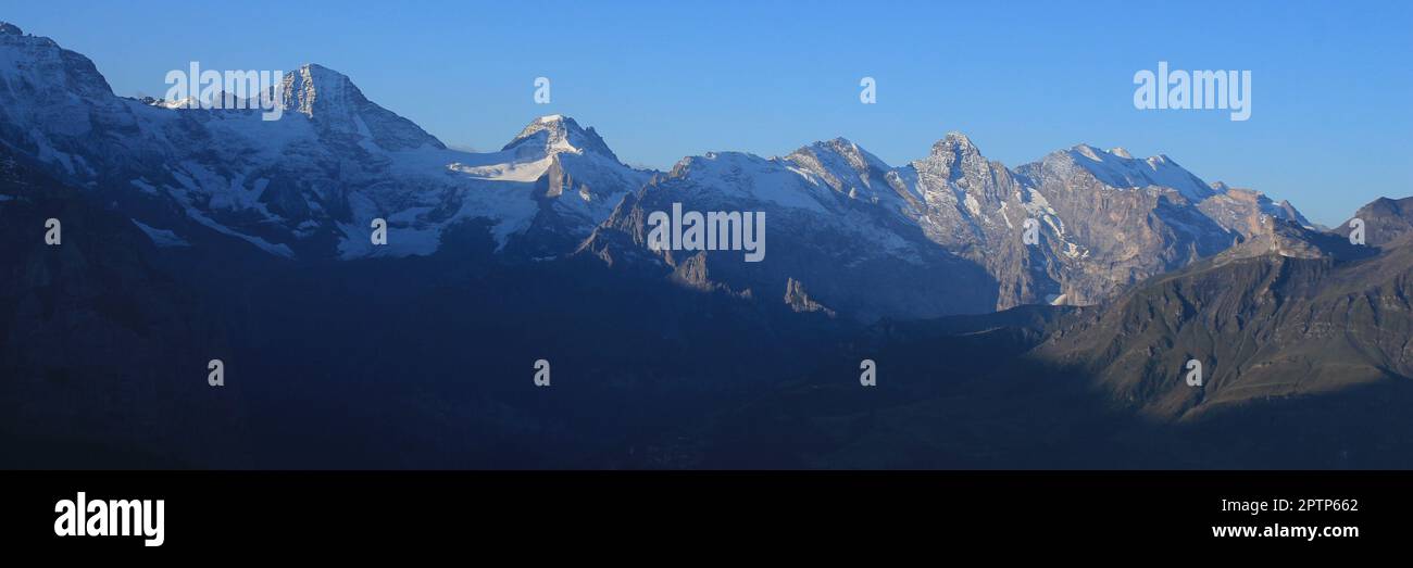 Bergkette aus Maennlichen, Wengen. Stockfoto