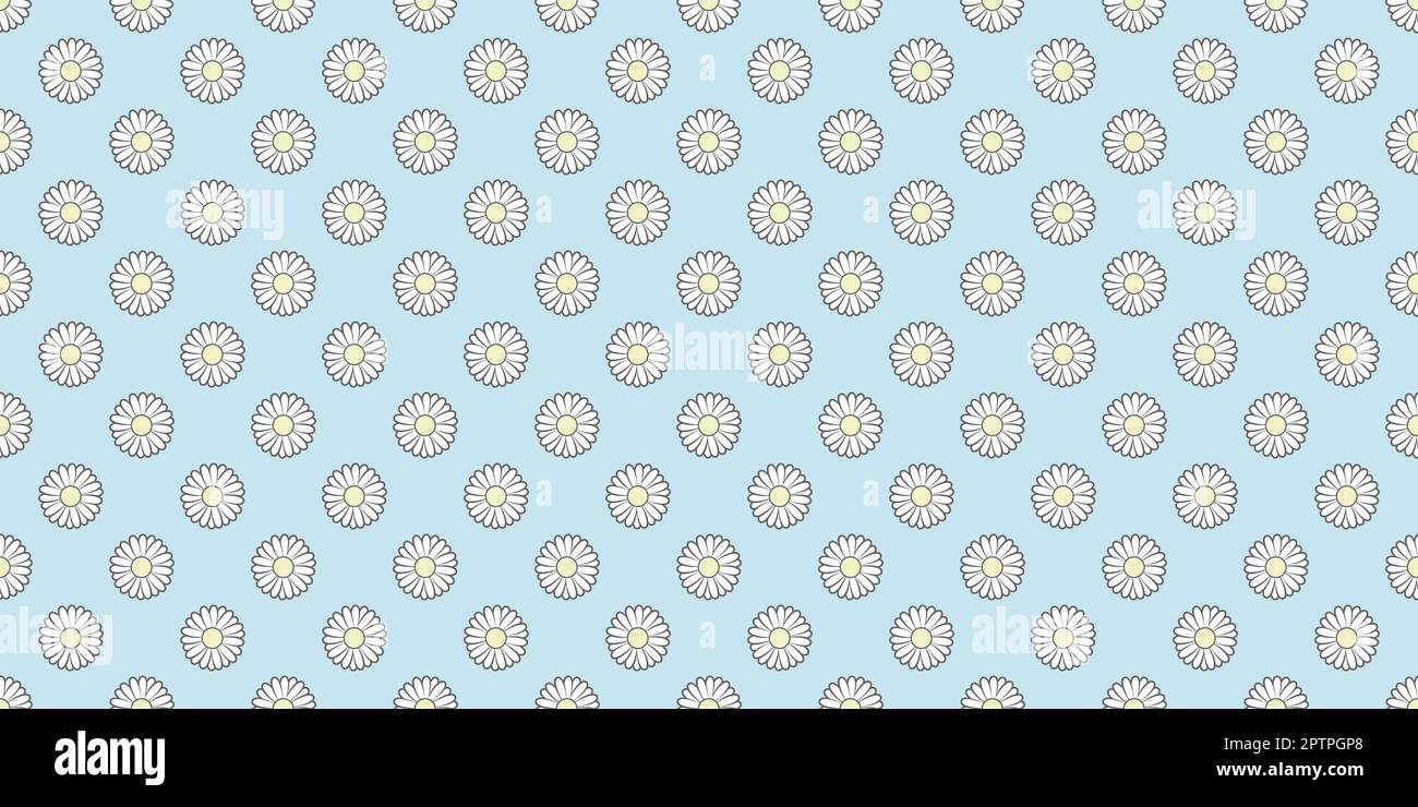 Blue floral daisy repeat pattern, flower vector background Stock Vektor
