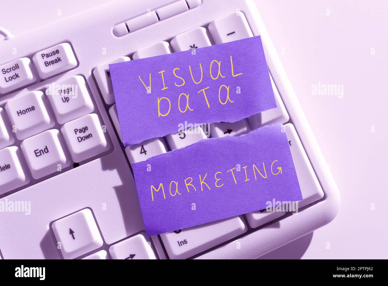 Schild mit Visual Data Marketing, Word zur Verwendung von Bildern zur Vermittlung von Informationen in visuellem Format Stockfoto