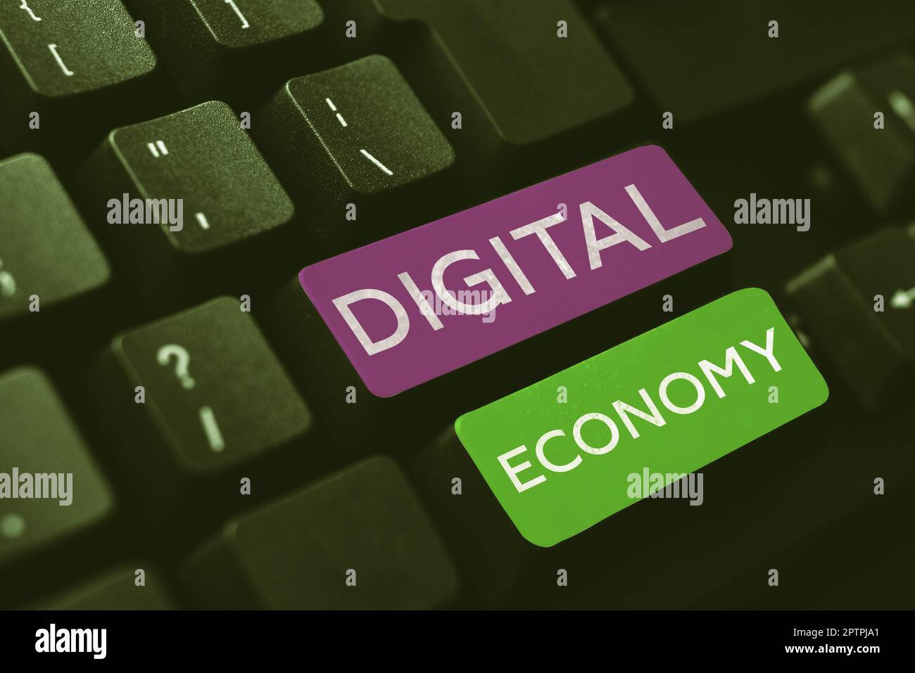 Handschriftlicher Text Digitale Wirtschaft, Word für Wirtschaftstätigkeiten, die auf digitalen Technologien basieren Stockfoto