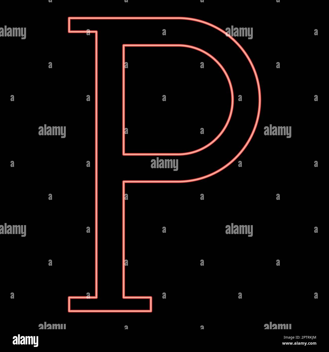 Neon rho griechisches Symbol Großbuchstabe Schriftart rot Vektordarstellung flaches Bild Stock Vektor