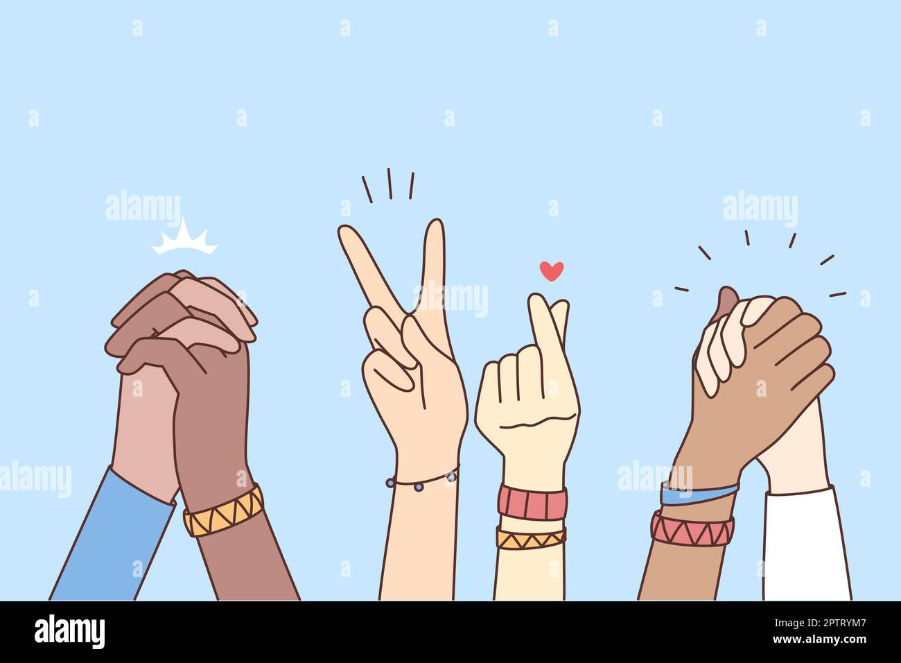 Multiethnische Menschen, die Händchen halten Stock Vektor
