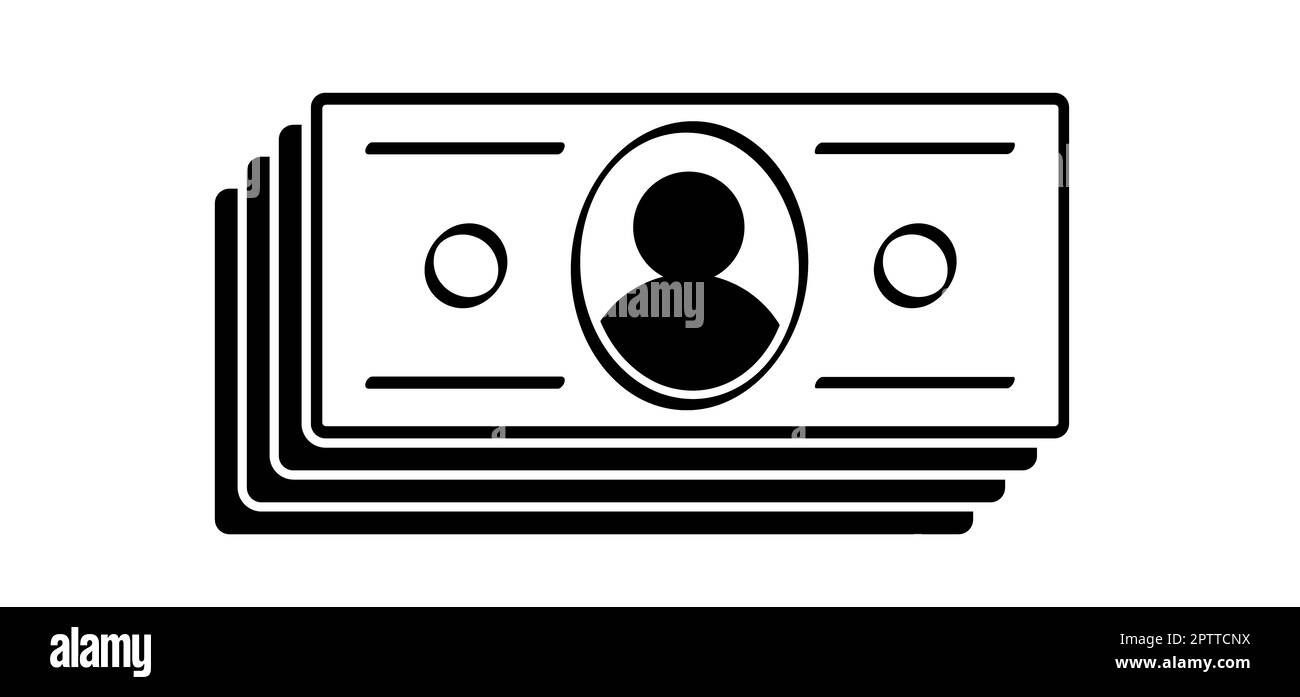 Cartoon-Bundle-Papiersymbol oder -Logo. Vector-Geldscheine oder -Scheine. Bargeld- und Währungsrechnungen. Banknoten, Jackpot-Sieg oder Bankfinanzinve Stockfoto