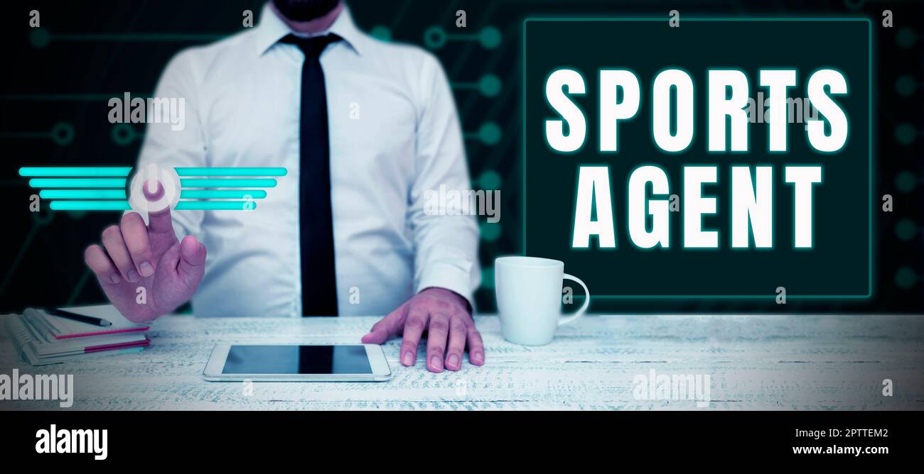 Textunterschrift Presenting Sports Agent, Word for Person verwaltet die