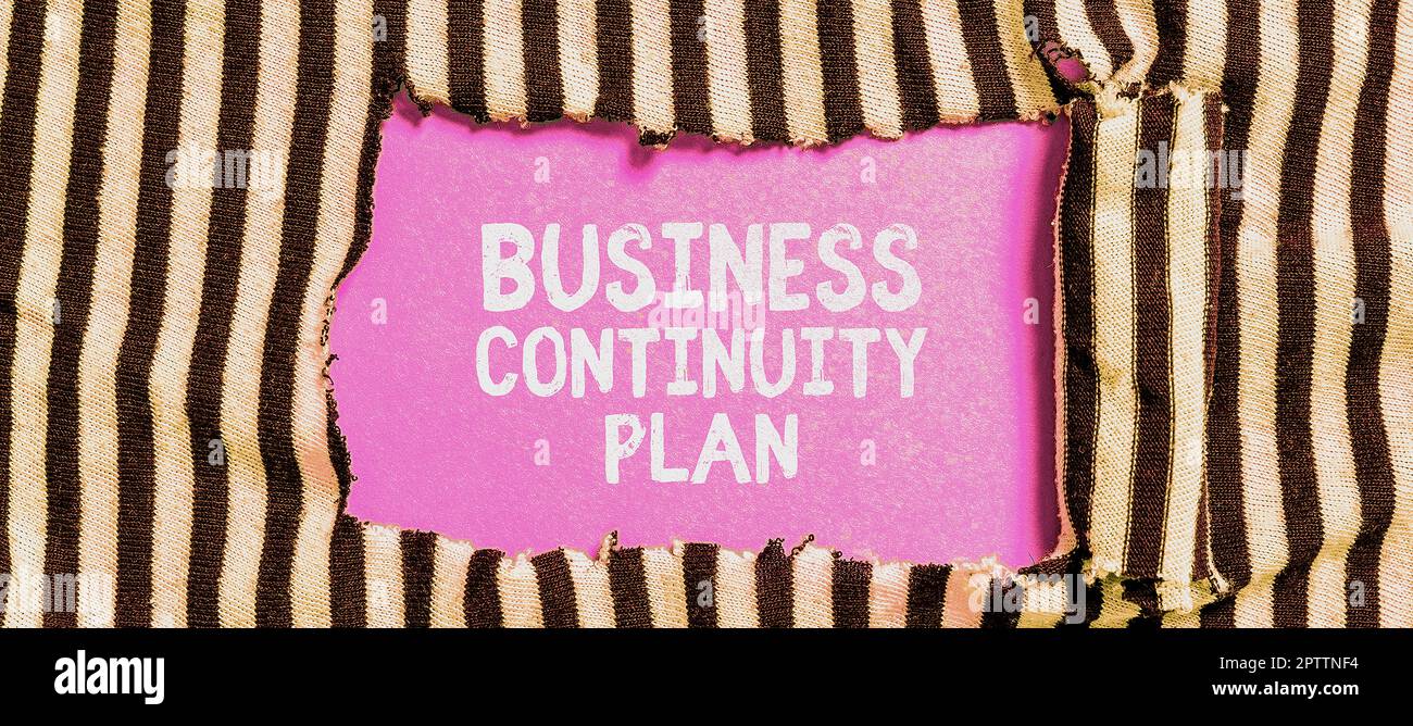 Unterschreiben Sie Business Continuity Plan, Business Showcase Erstellen von Systemen Prävention Deal potenzielle Bedrohungen Stockfoto