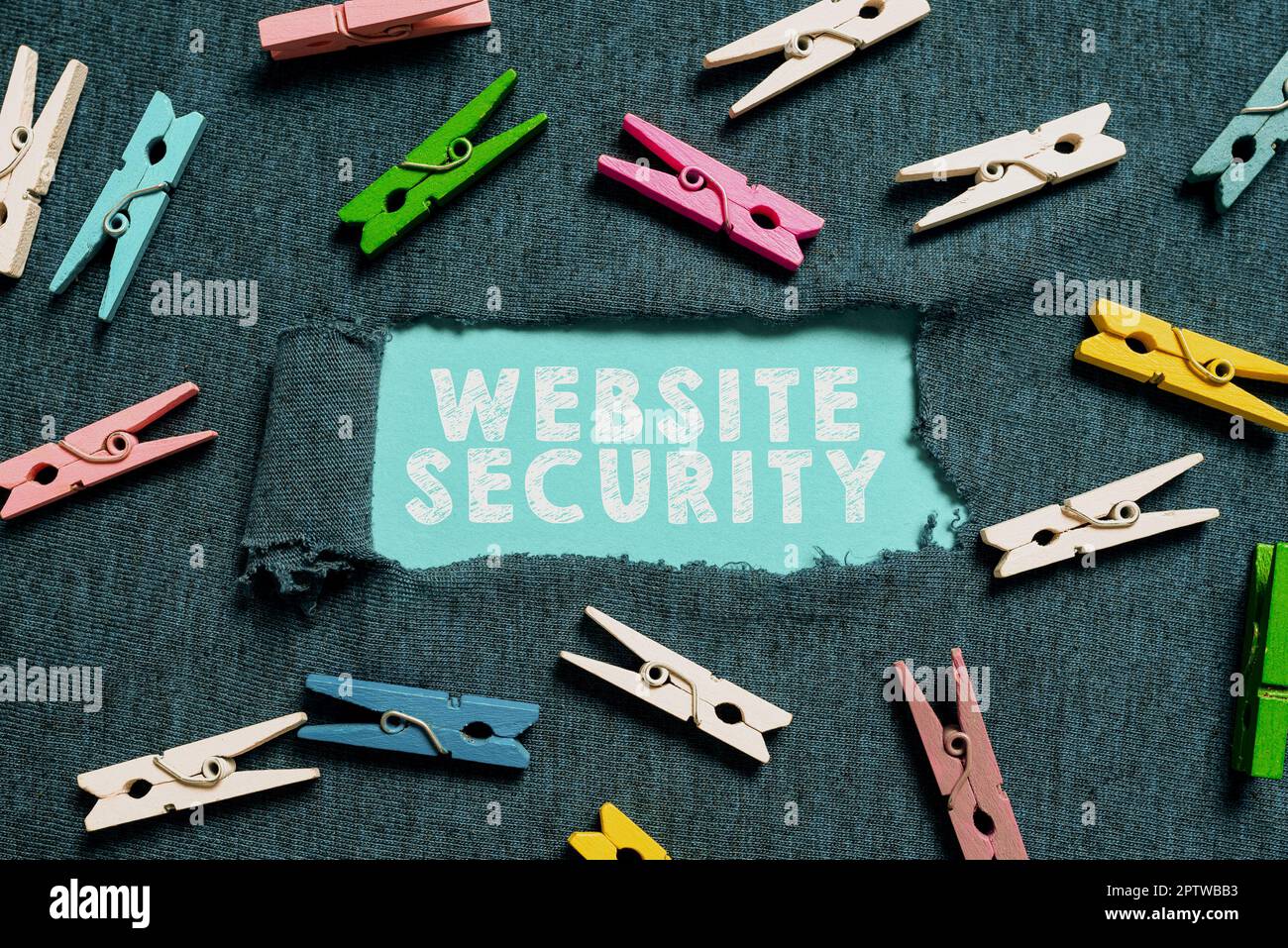 Textüberschrift mit Website-Sicherheit, Geschäftsidee kritische Komponente zum Schutz und zur Sicherung von Websites Stockfoto