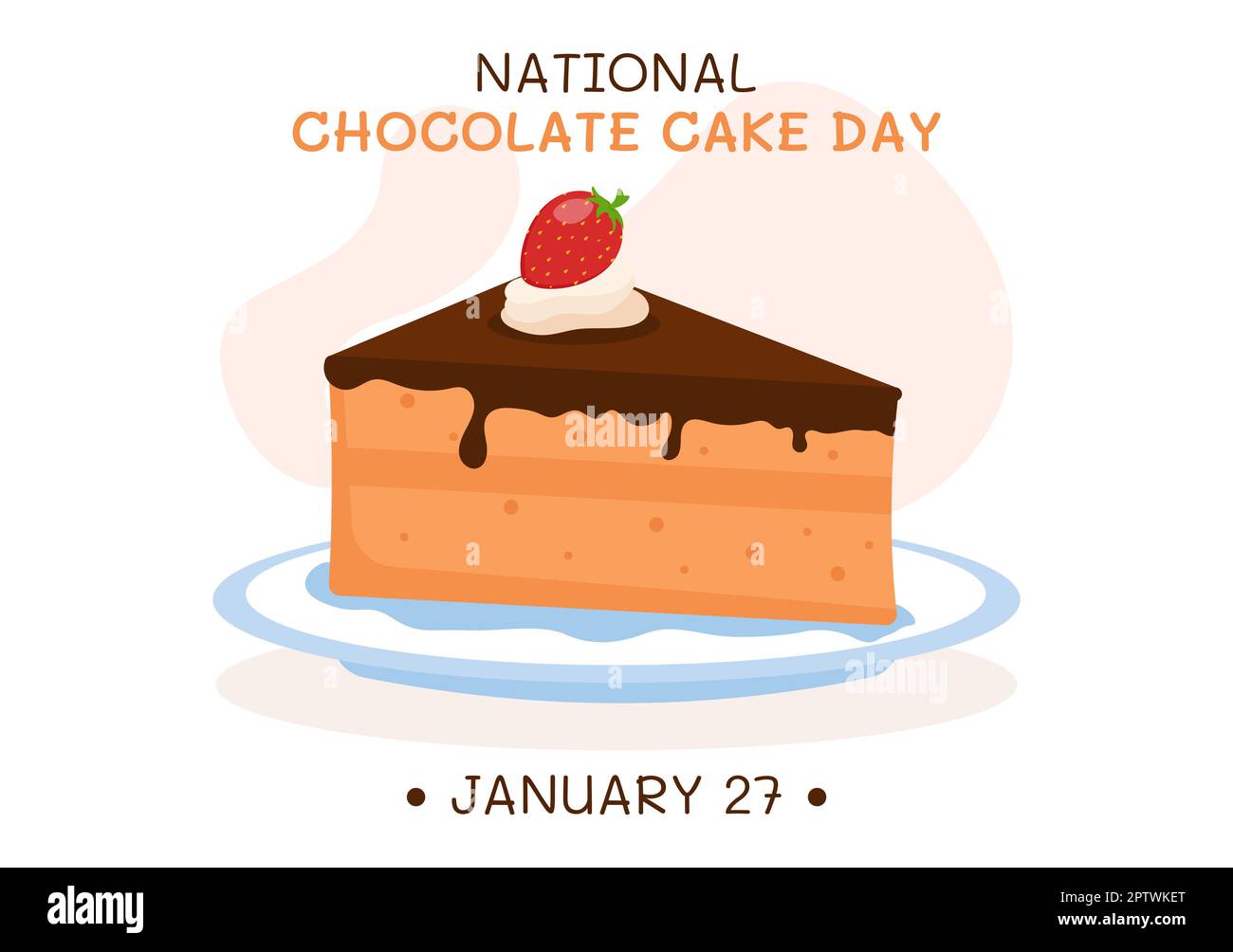 National Chocolate Cake Day Celebration am 27. Januar mit Illustration „Delicious Sweetness in Flat Cartoon Background“ mit handgezeichneten Vorlagen Stockfoto