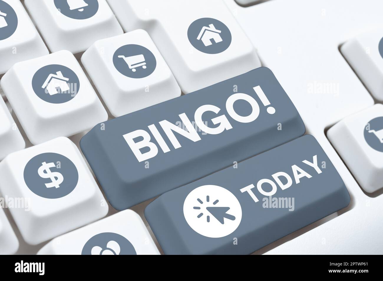 Handschriftentext Bingo, Konzept, das Spiel des Zufalls bedeutet, in dem jeder Spieler mit gedruckten Zahlen übereinstimmt Stockfoto